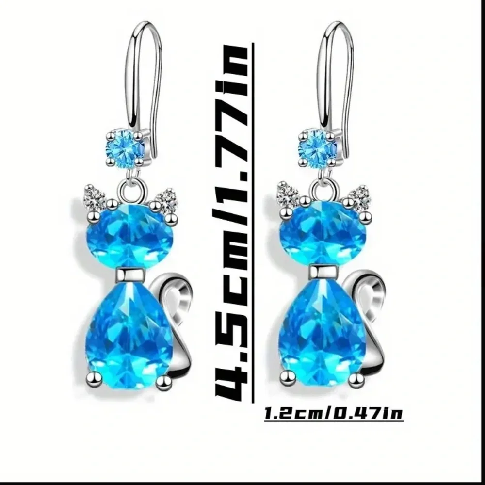 Cat Rhinestone Earrings-NWT
